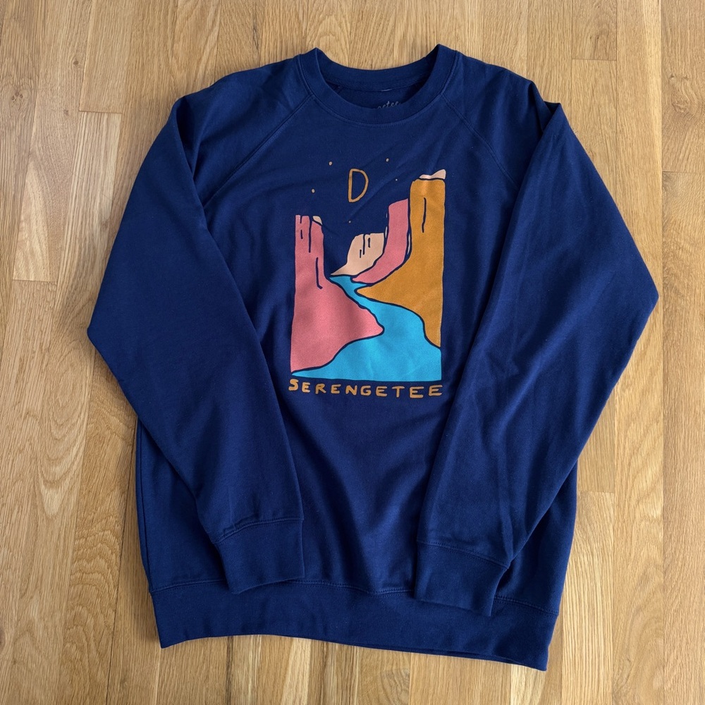 Serengetee National Park Canyon Graphic Navy Crew Pullover Sweatshirt Unisex NEW